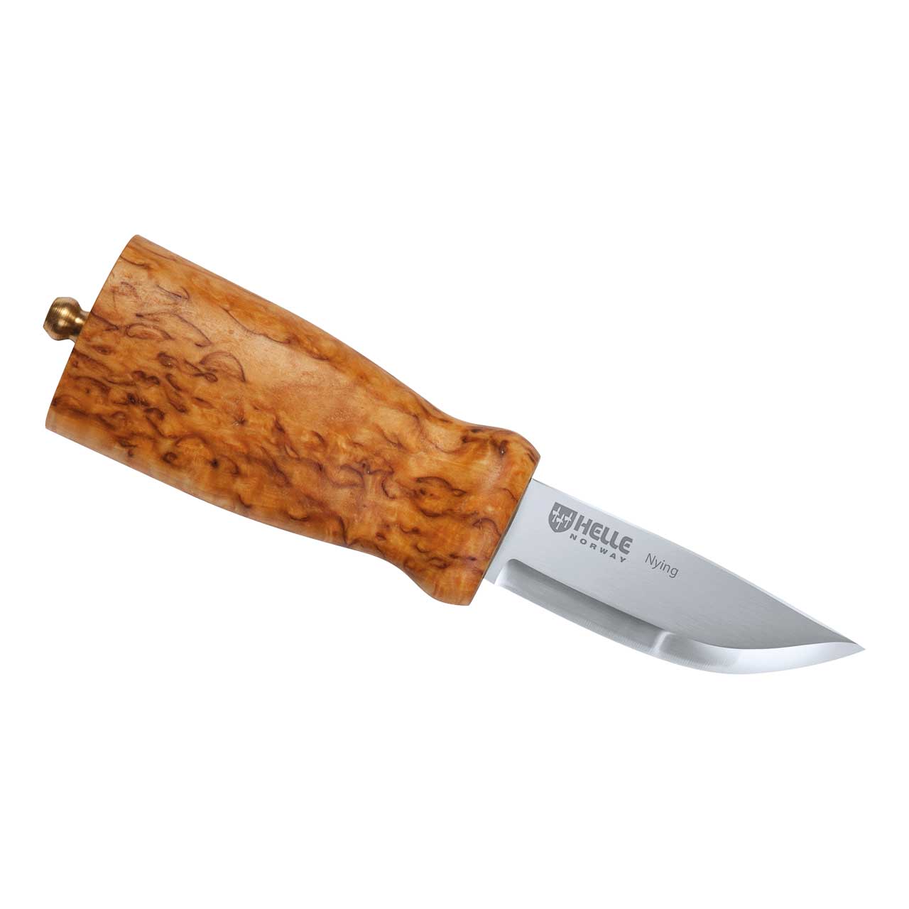 Jagd-/Outdoormesser NYING 7 cm  Dreilagenstahl Griff aus Maserbirke von Helle Norway