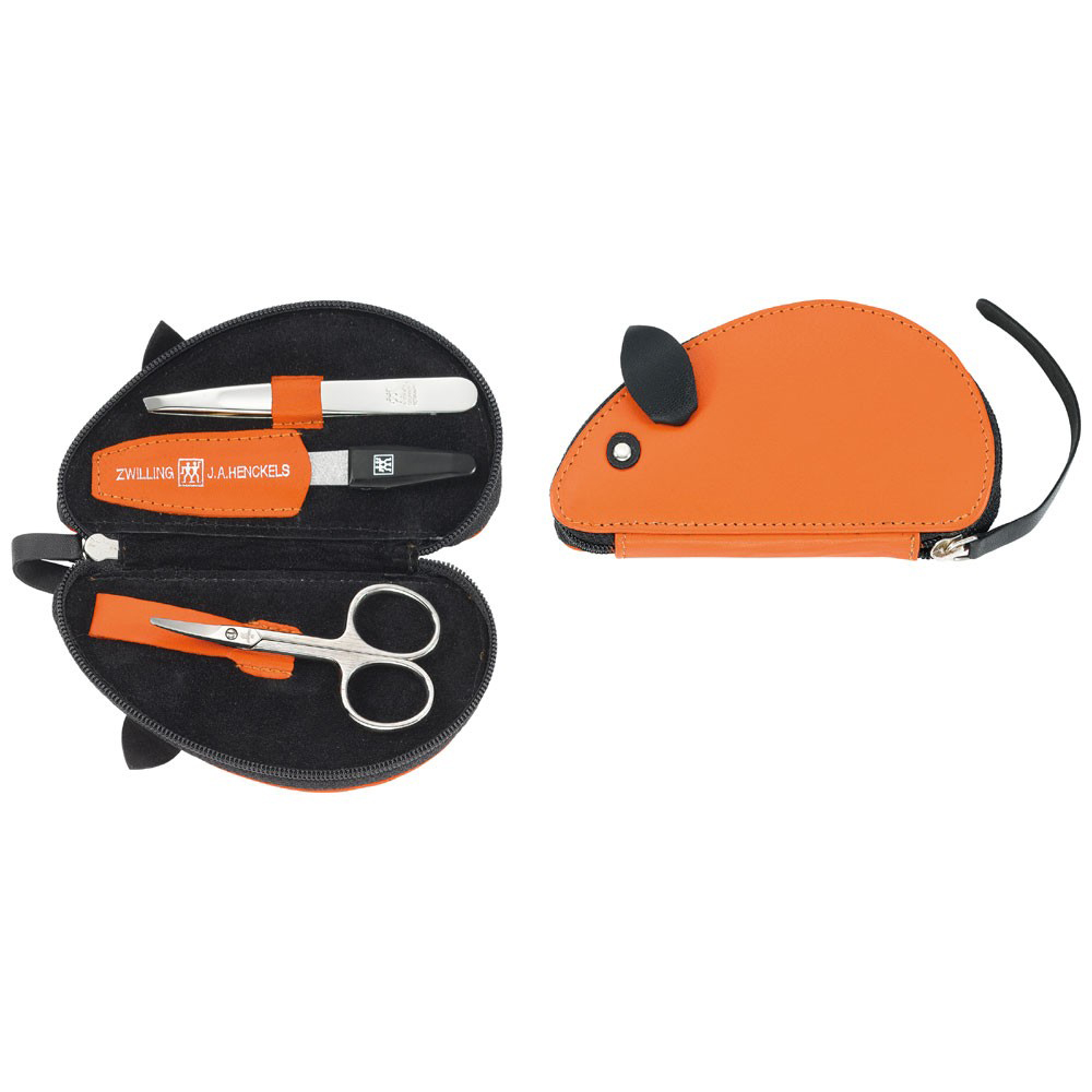 Kinderetuis .Reißverschluss-Etui, 3-tlg., orange, Maus-Form  von ZWILLING® bei messer-iss bestellen
