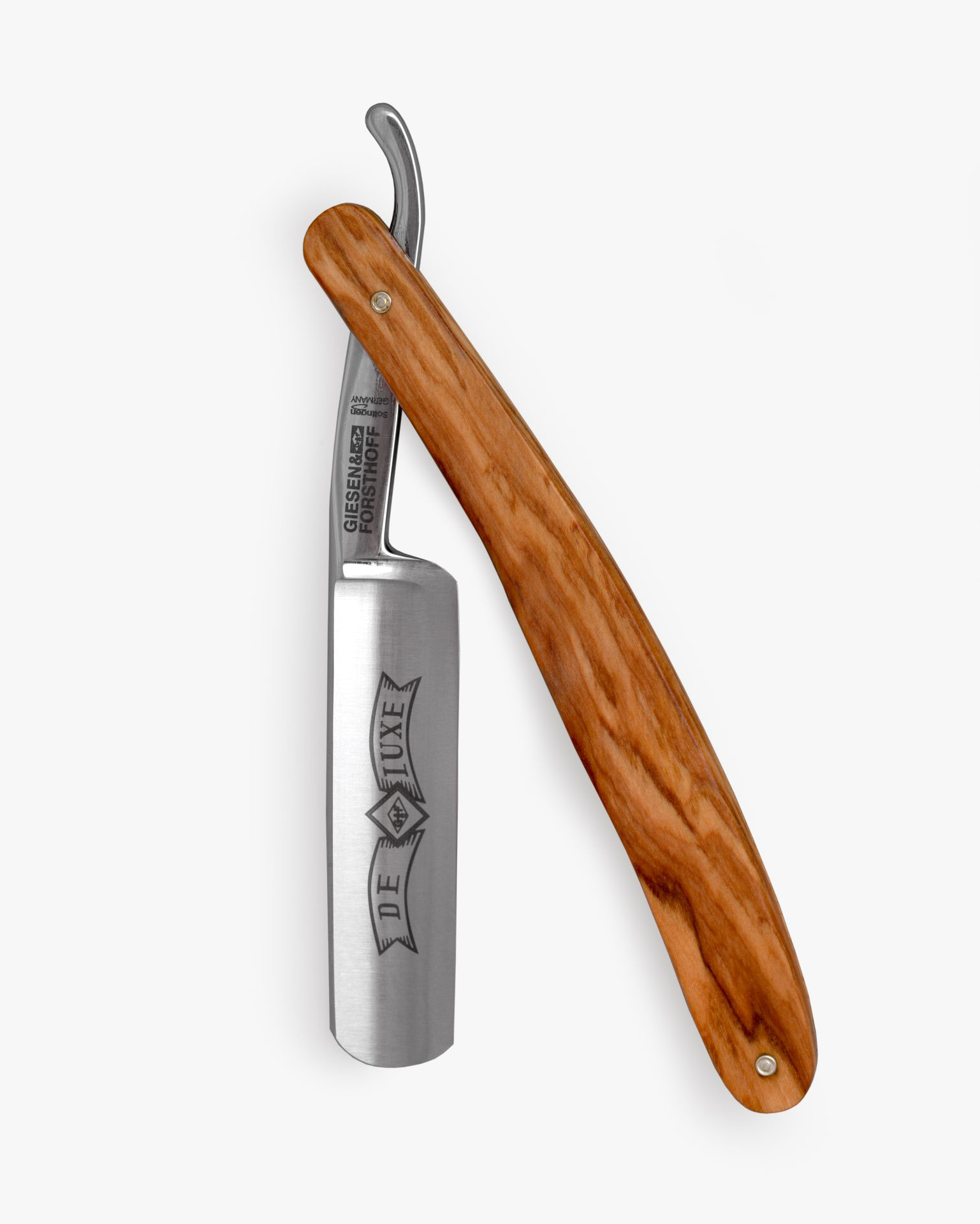 Rasiermesser Carbon 5/8 " von G & F  fein geschlifen- Oliven Holz Schalen bei ISS