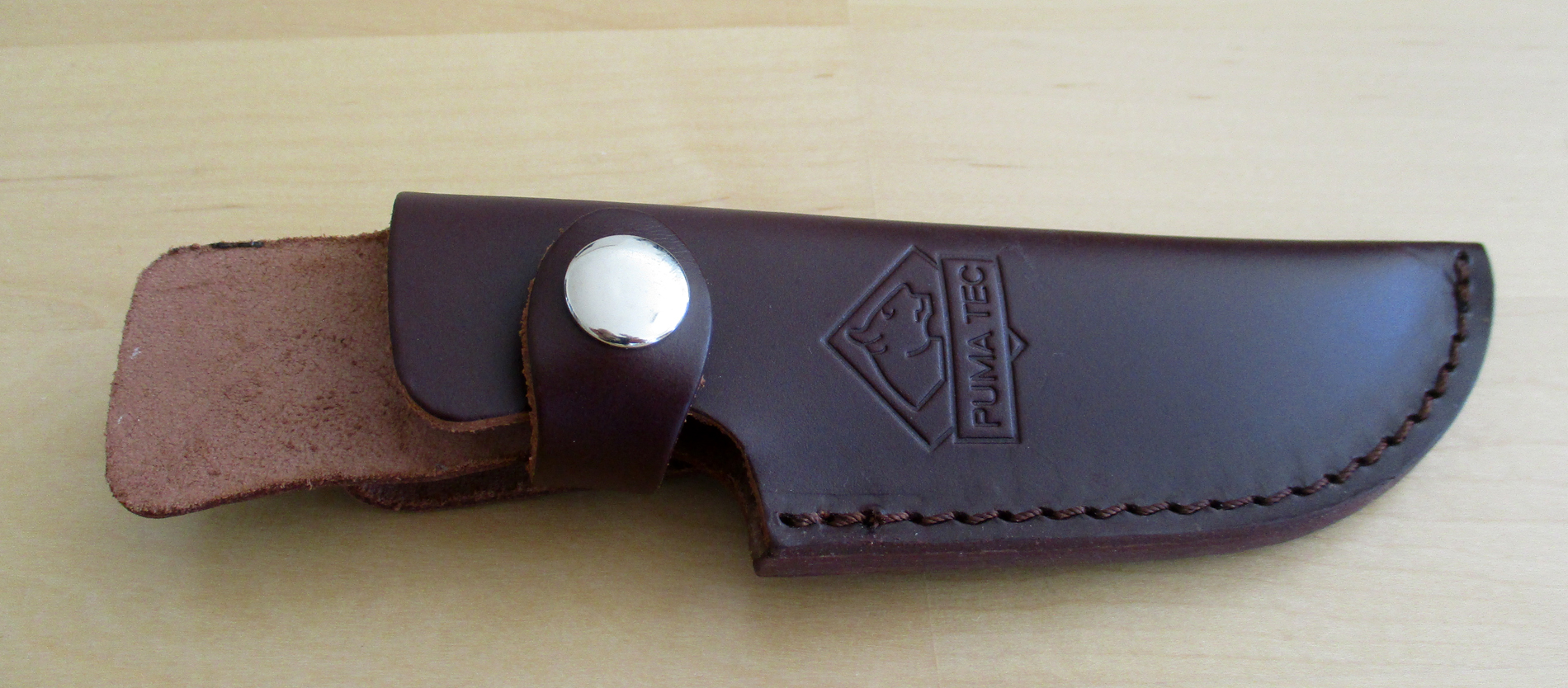 Lederscheide für Puma TEC Gürtelmesser, AISI 420, Rosewood, Neusilber,