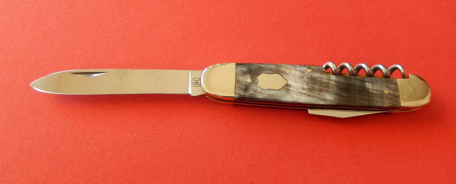 Hartkopf-Solingen Taschenmesser- 7,5 cm rostfrei, Korkenzieher, Kombiwerkzeug, Bundhorn