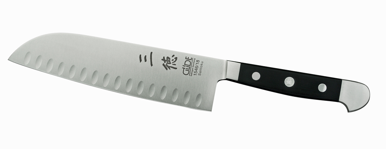 Santoku - Messer kulle 18 cm. Serie Alpha von Güde Quality Made in SG bei ISS Santoku - Messer kulle 18 cm. Serie Alpha von Güde Quality Made in SG bei ISS