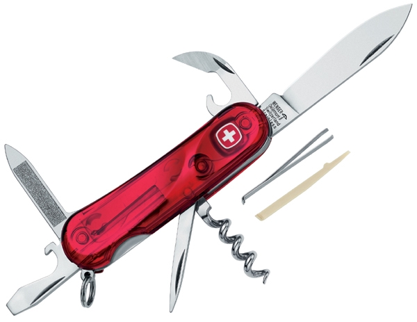 Wenger Schweizer Taschenmesser Basic in transparent rot mit 10 Funktionen bei ISS
