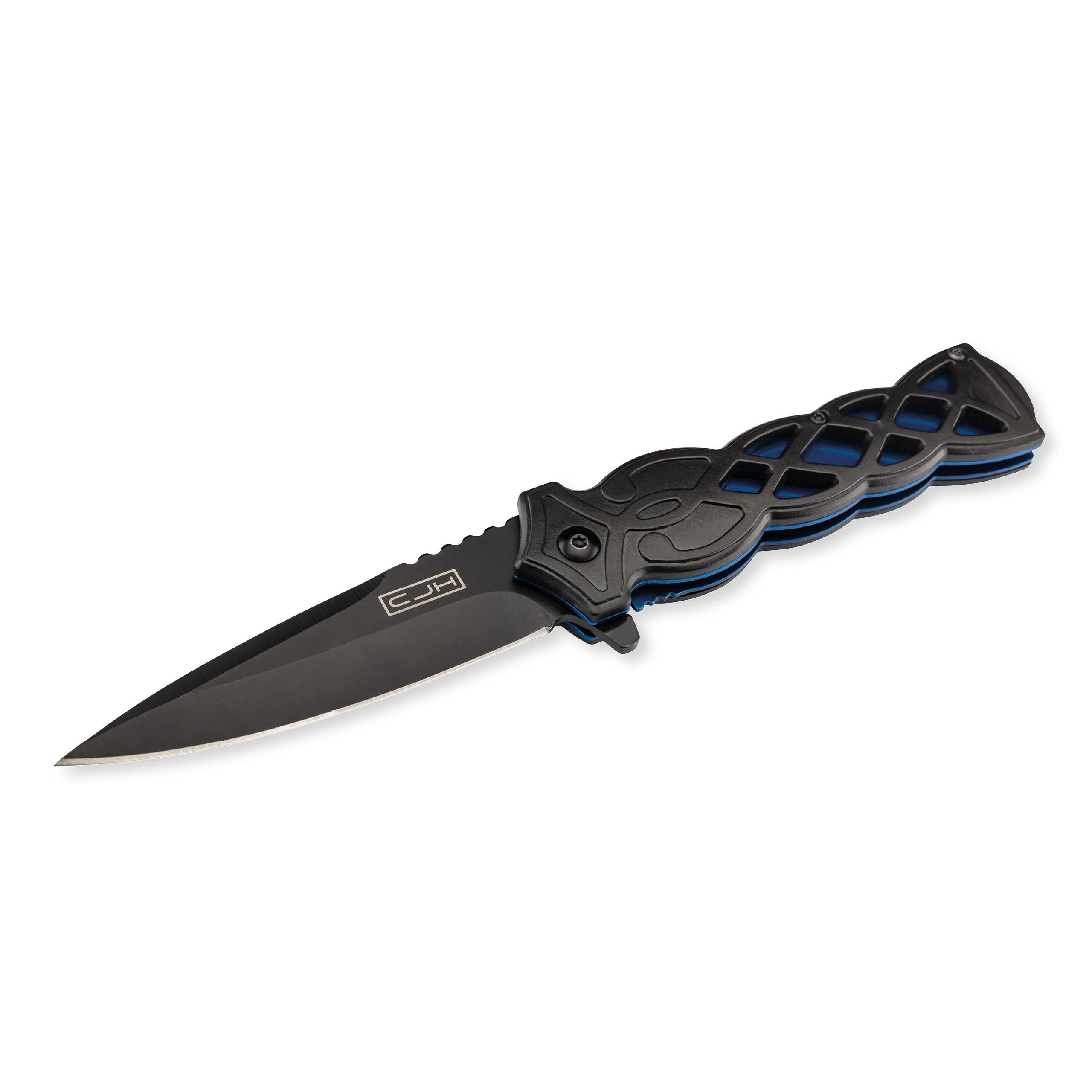 Einhandmesser schwarz/blau  Klinge aus rostfreiem AISI 420 Stahl von Herbertz bei ISS
