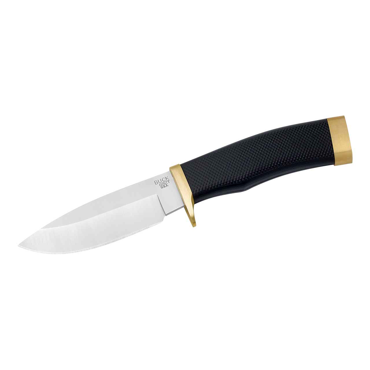 Buck Jagdmesser Vanguard, Droppoint-Klinge, 420 HC-Stahl, Kraton-Griff, Messingbeschläge,
