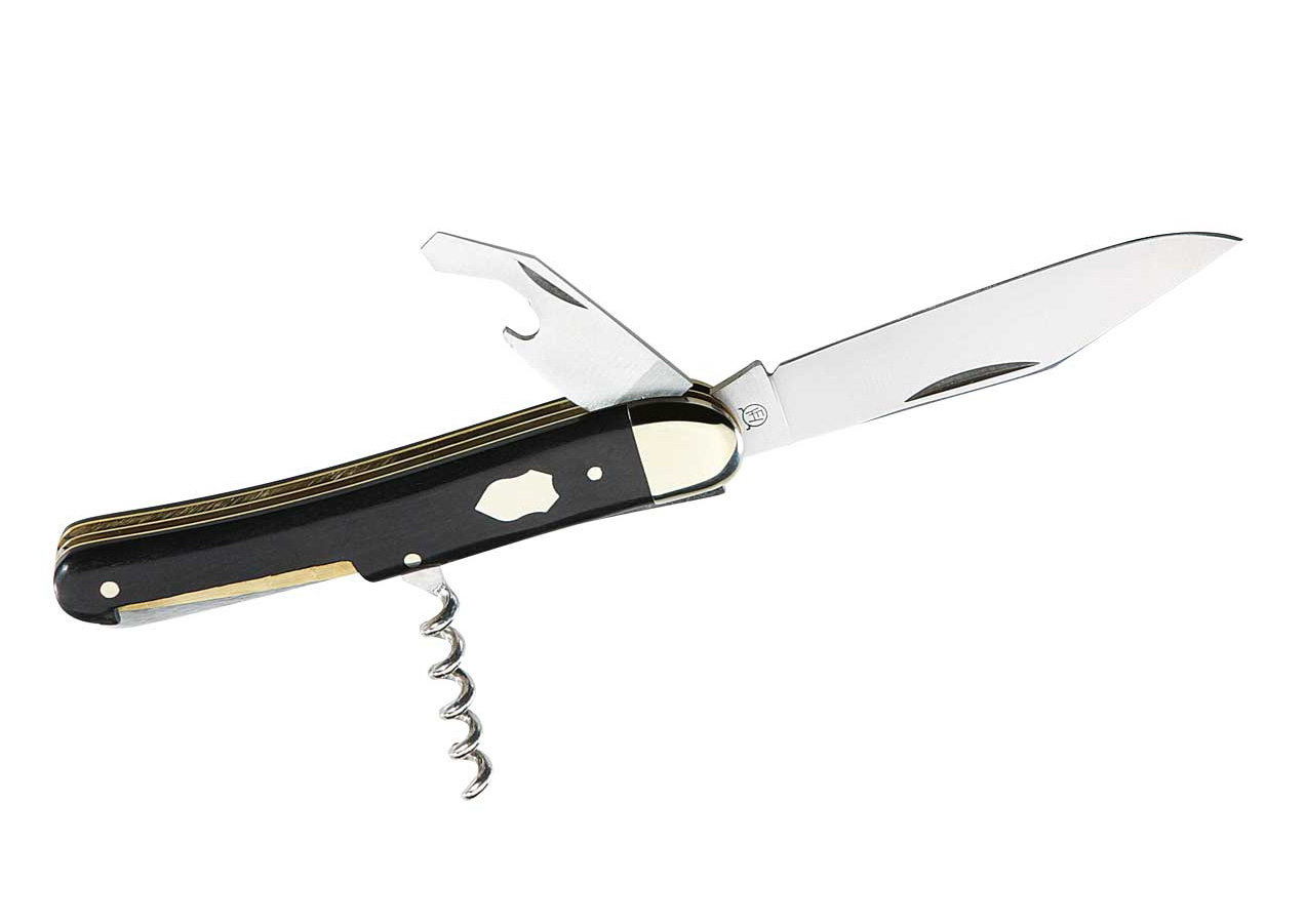 Hartkopf-Solingen Taschenmesser,  rostfrei, Korkenzieher, Kombiwerkzeug, Ebenholz,