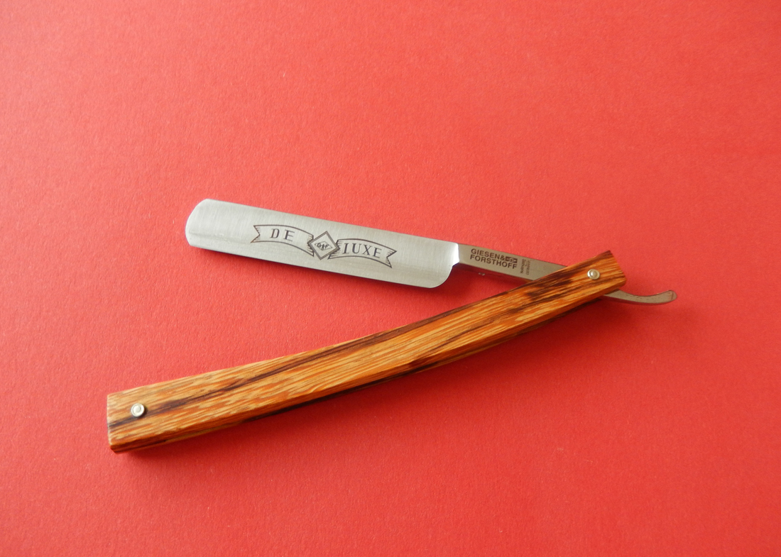 Rasiermesser Carbon 4/8 " von G & F Solingen fein geschlifen- Schalen Marbleholz bei ISS