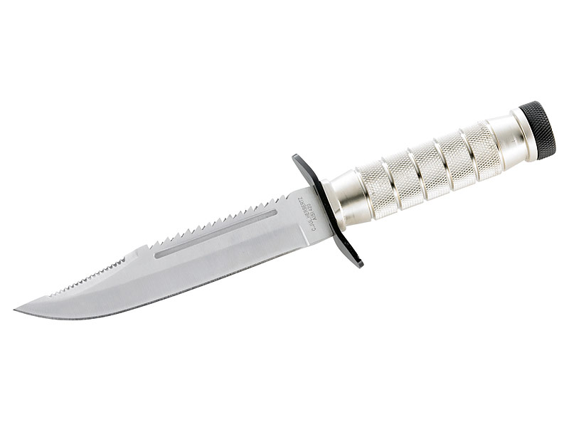 Herbertz Survival-Knife, 13.2 cm, Stahl AISI 420, Lederscheide, Kompass im Griff bei ISS