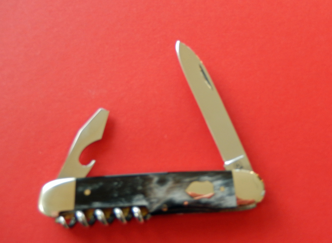 Hartkopf-Solingen Taschenmesser- 7,5 cm rostfrei, Korkenzieher, Kombiwerkzeug, Bundhorn