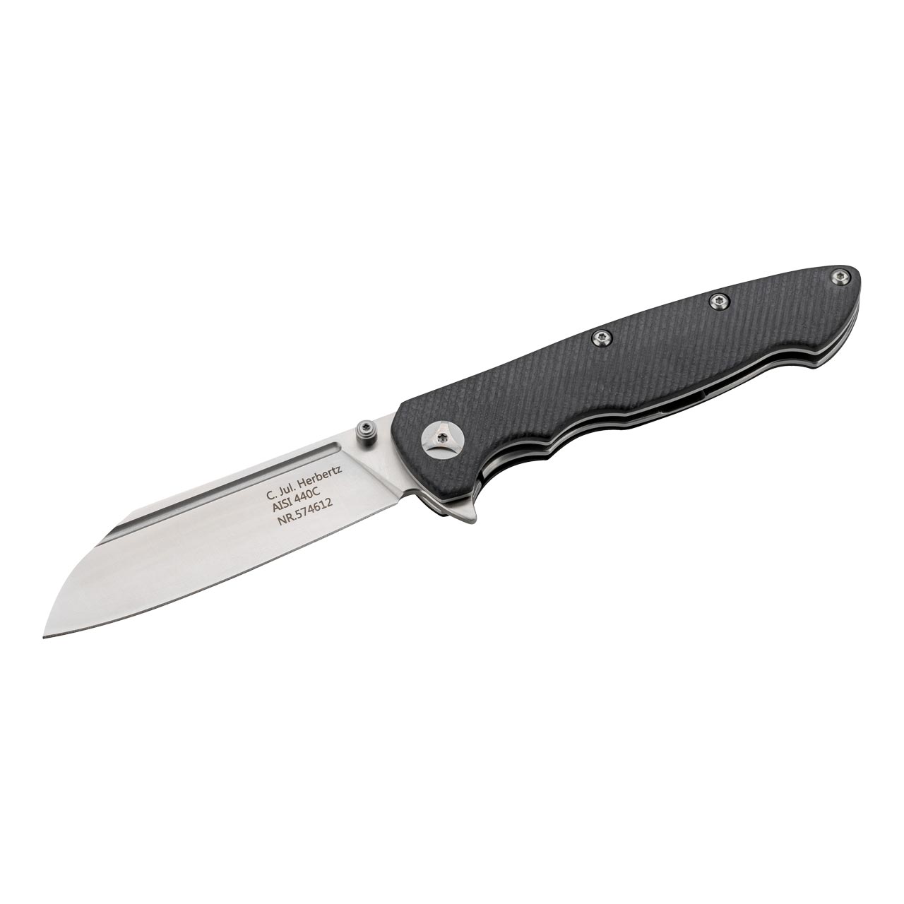 Einhandmesser, 9,1 cm, rostfreiem AISI 440C Stahl, G10 Heftschalen von Herbertz bestellen bei ISS