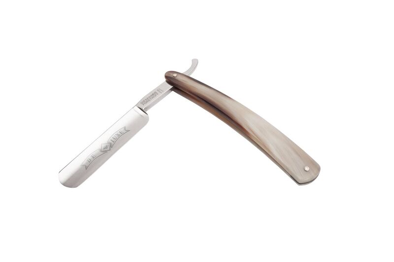 Rasiermesser Carbon 5/8 " G & F mit hellen Echthornschalen bei ISS