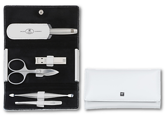 Druckknopf-Etui, Rindleder Spazzolato, weiß, 5-tlg. von Zwilling bei iss bestellen