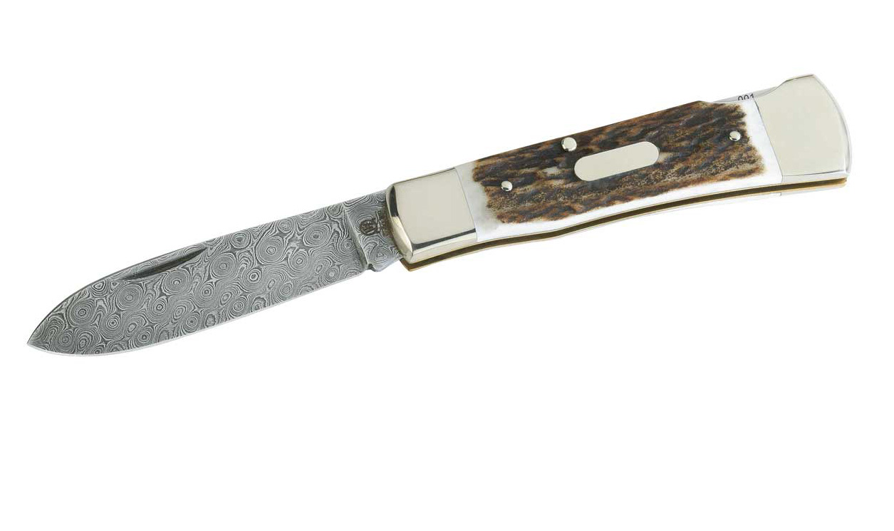 Hartkopf Solingen  Damast-Taschenmesser  300-lagige Rosendamast-Klinge