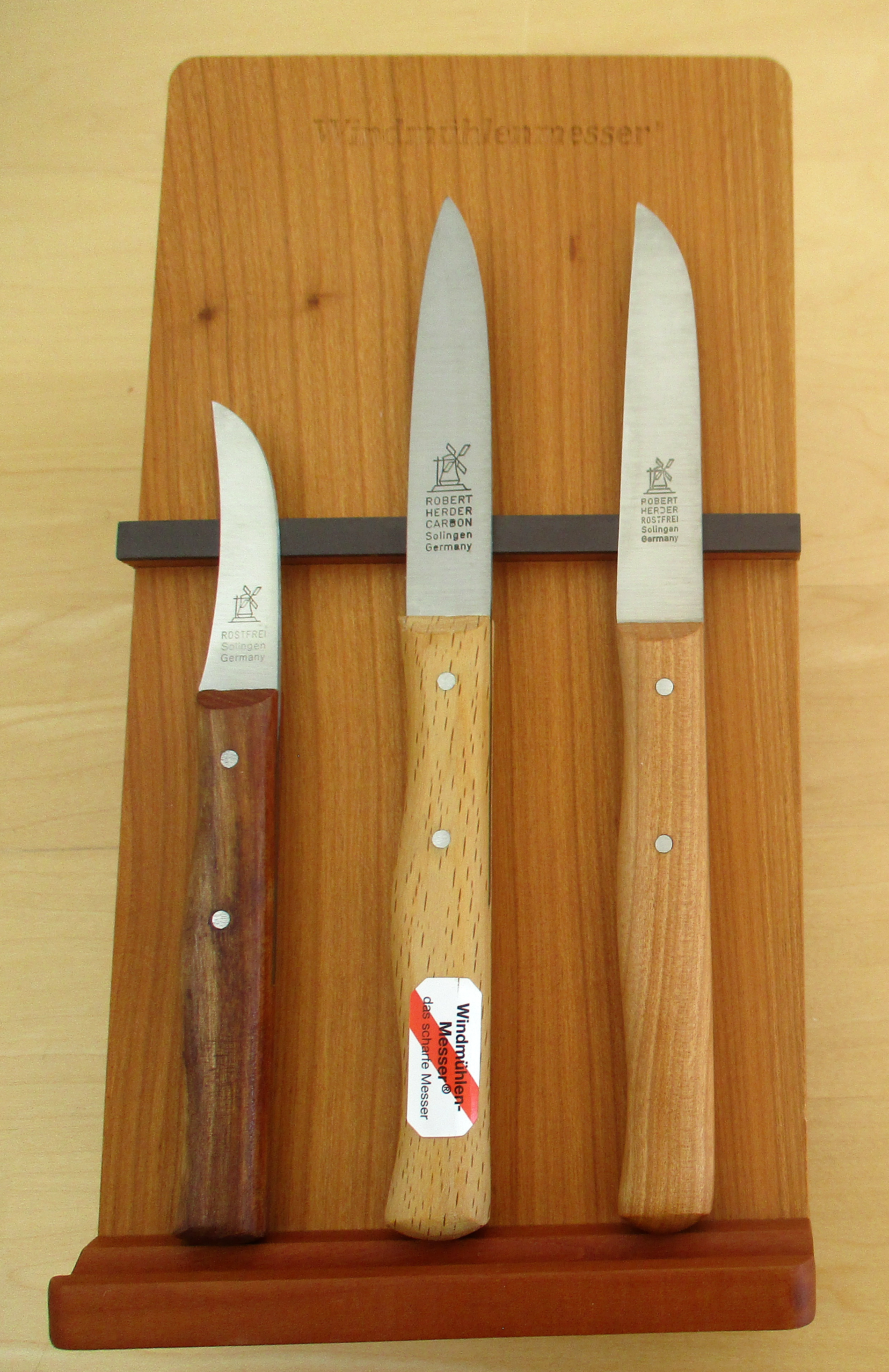 Magnet MesserBrett aus Kirschholz Leer von Windmühlenmesser bei ISS Aufbewahrungsort für bis zu  4