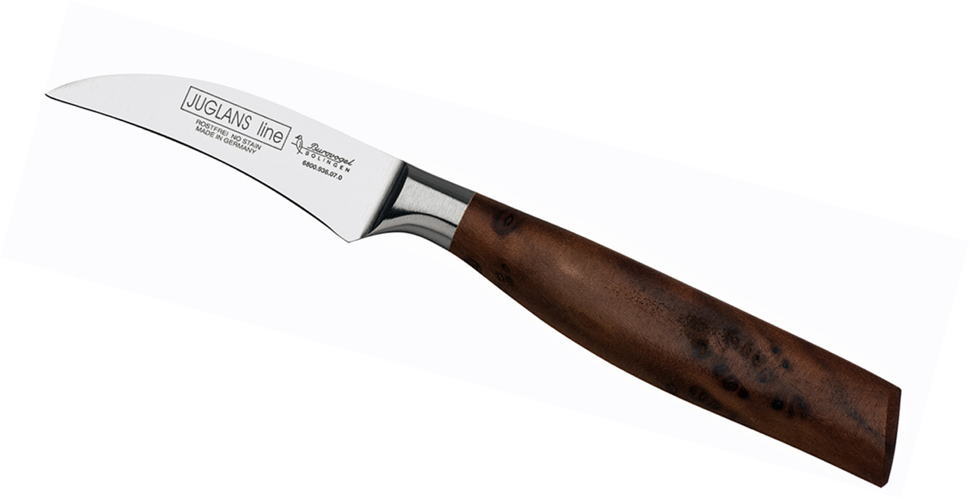Schälmesser Gemüsemesser  7 cm  Burgvogel Serie Juglans Line Walnussholz / Quality Made in SG Chrom-