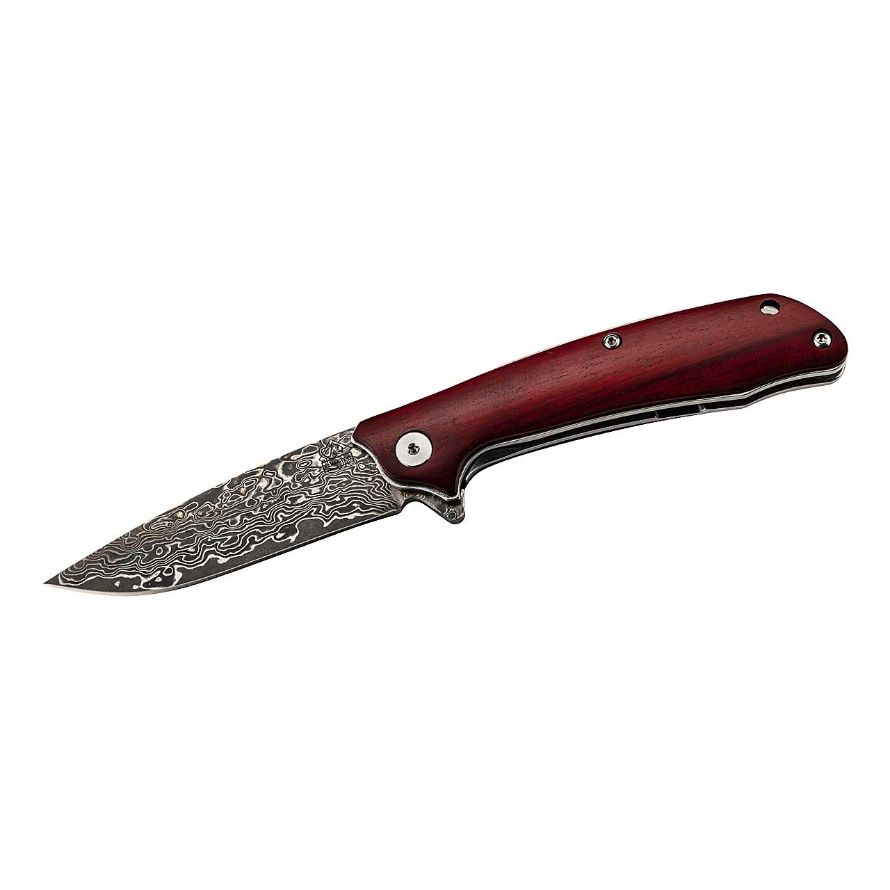 Damaszener Einhandmesser PUMA TEC rostfreiem 8Cr13 Stahl-beidseitig je 33-Lagen Damast Stahl bei ISS