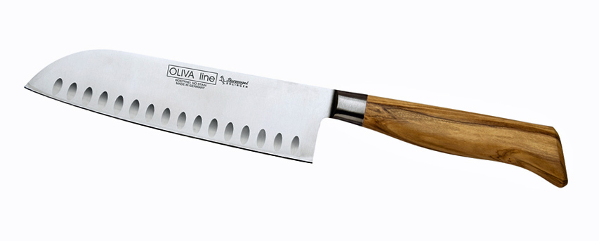 Santokukochmesser   18 cm Serie Oliva Line  von Burgvogel  Quality Made in SG bei ISS