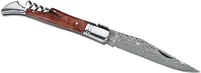 Herbertz  Taschenmesser, 71 Lagen Damaststahl, 9,7 cm, verzierte Rückenfeder