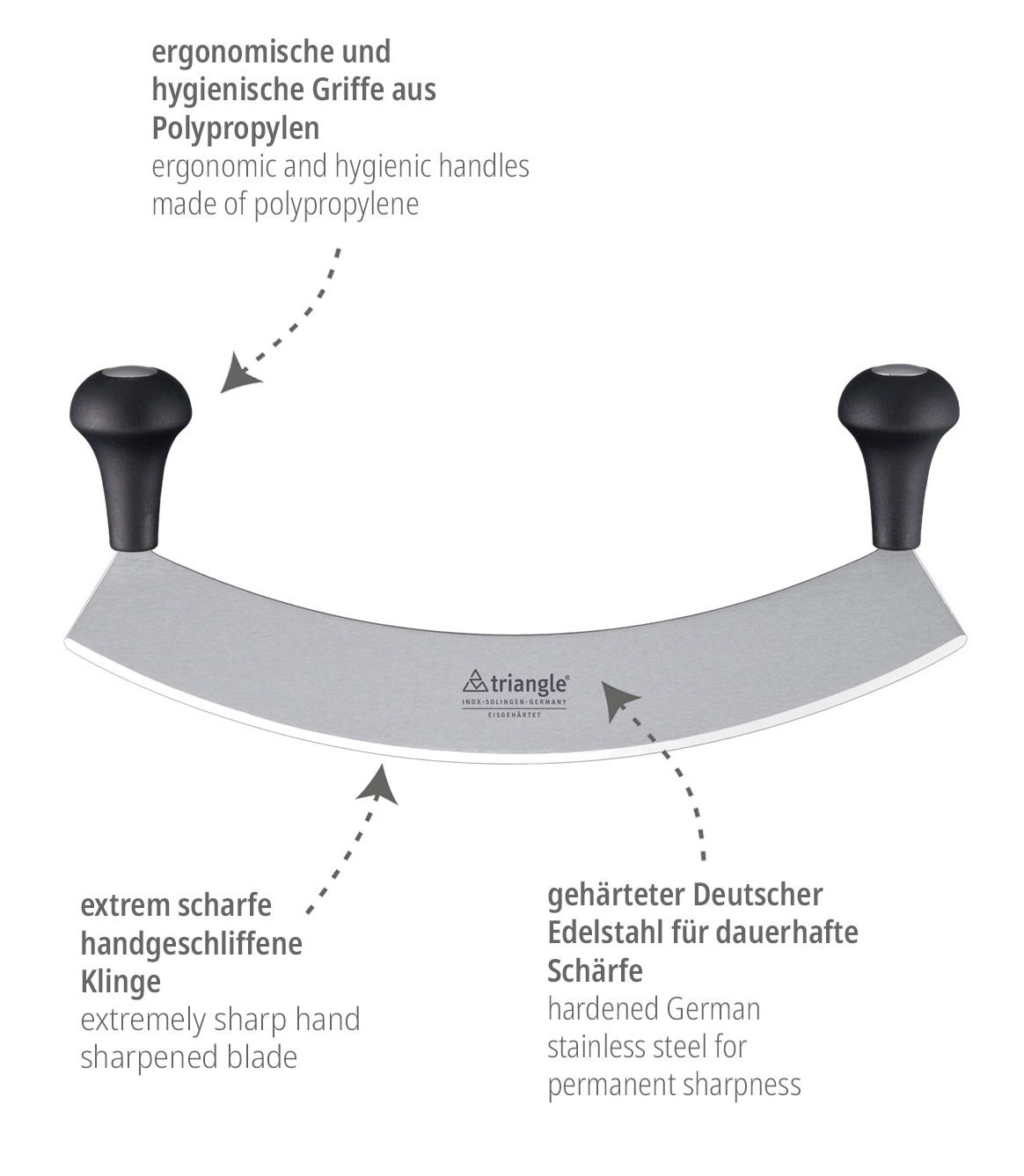 Kräuter - Käse Wiegemesser 45cm, gehärtet triangle®- Quality - Made in Solingenbei ISS bestellen