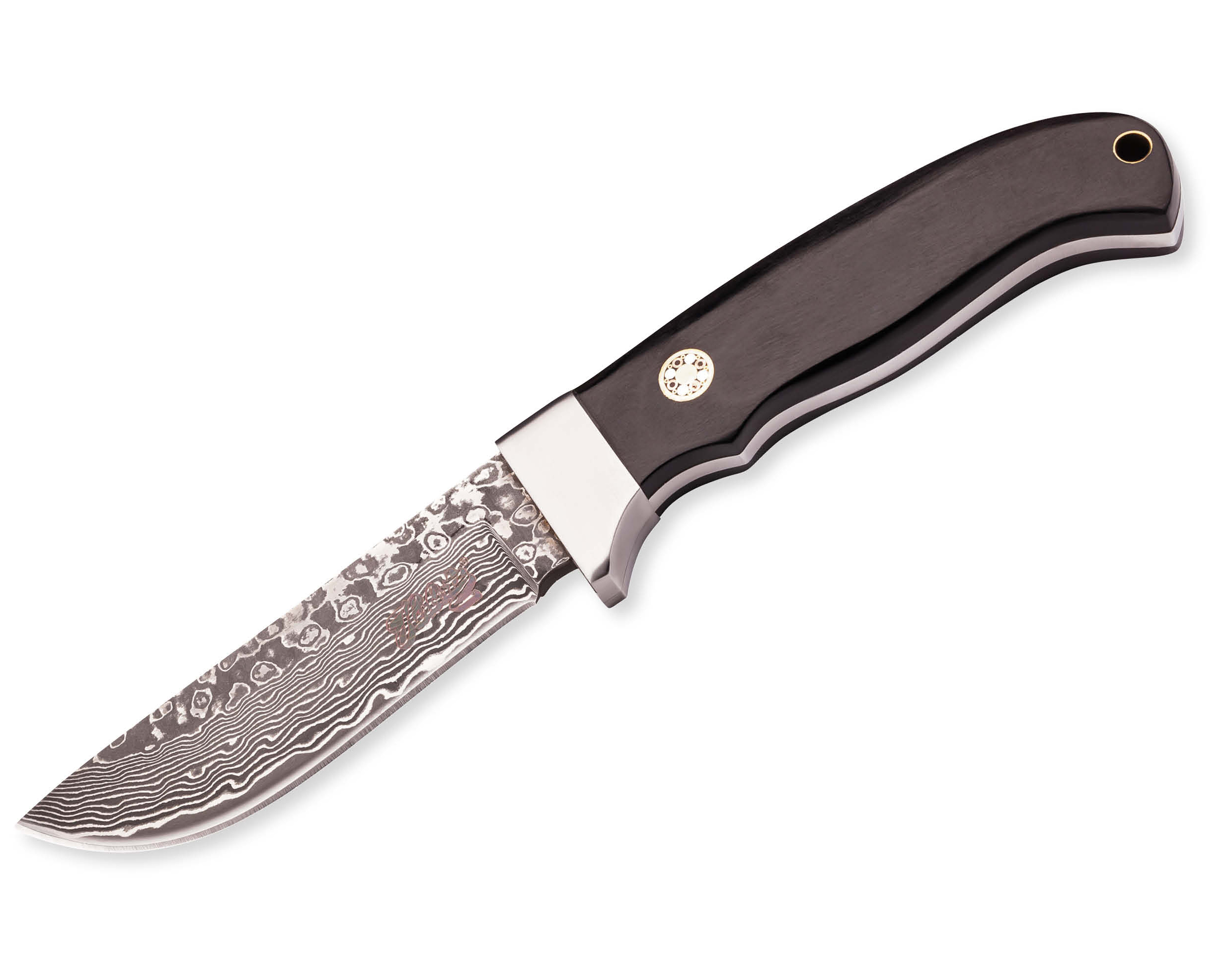 Herbertz Selektion Jagdmess Gürtelmesser bietet eine 69 -lagige Damaszenerklinge Klingenlänge 9 cm