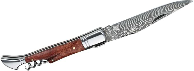 Herbertz  Taschenmesser, 71 Lagen Damaststahl, 9,7 cm, verzierte Rückenfeder