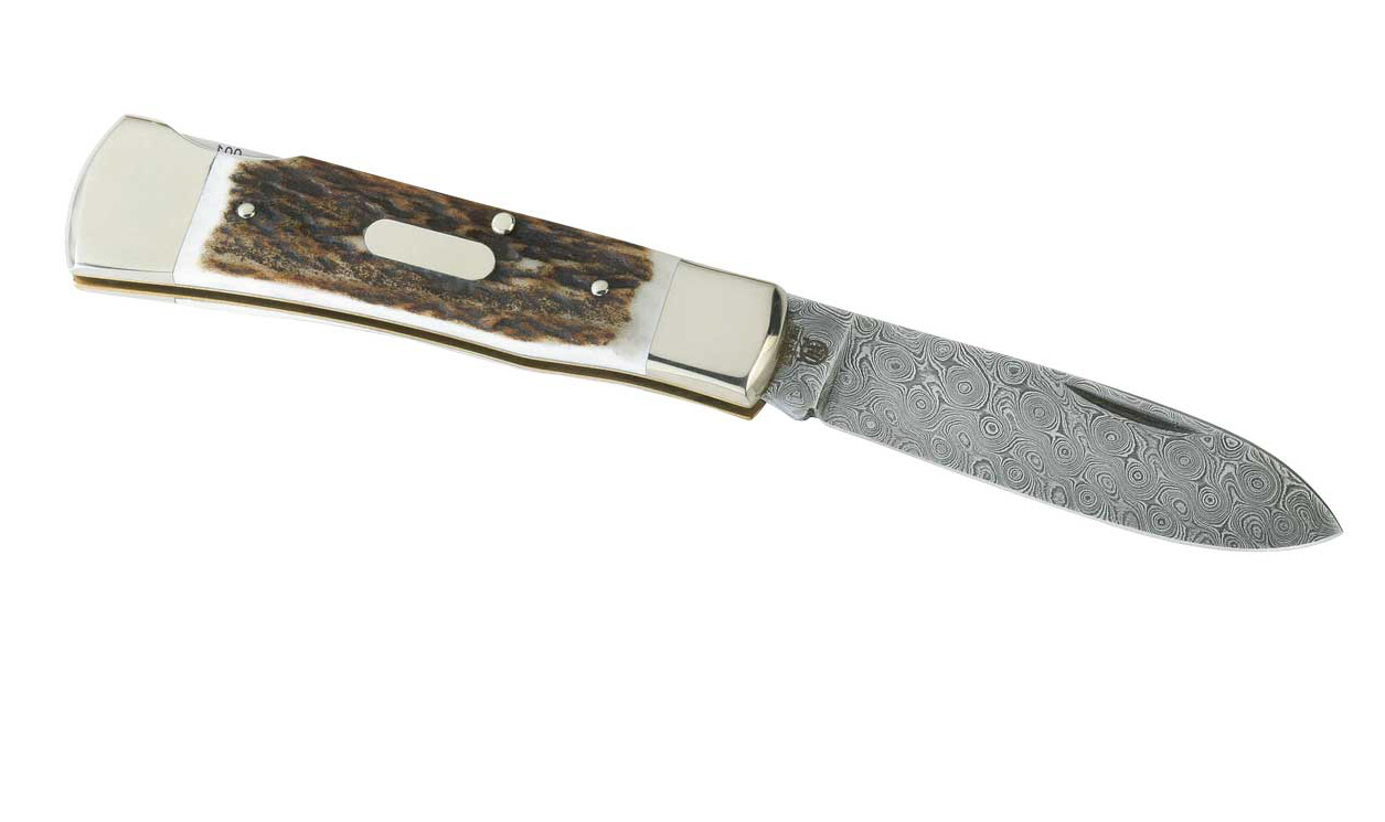 Hartkopf Solingen  Damast-Taschenmesser  300-lagige Rosendamast-Klinge