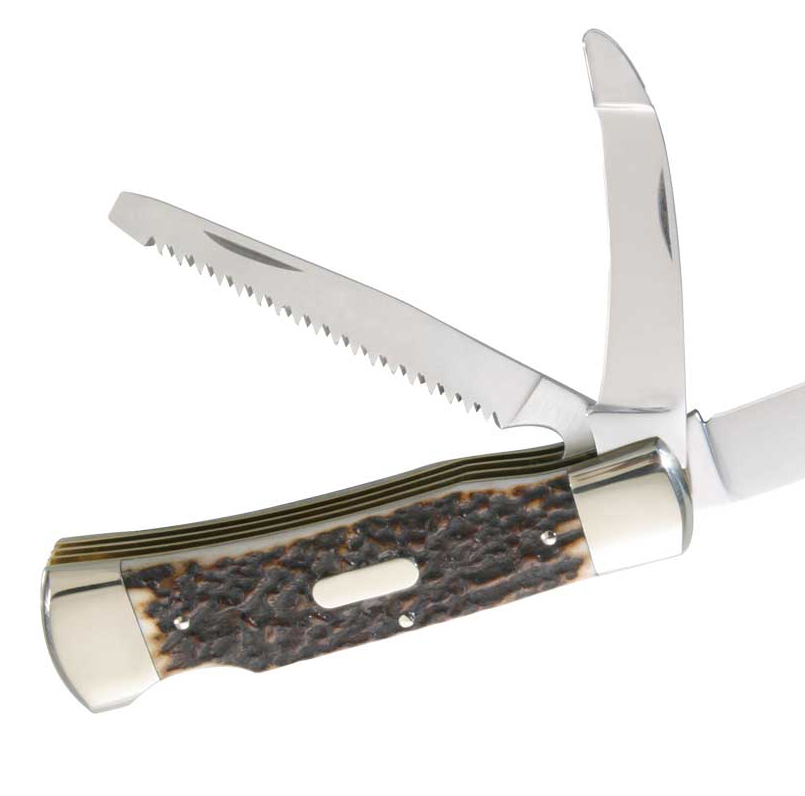 Hartkopf Solinge  Jagd Taschenmesser 3-tlg. 8,8 cm Hirschhorn, Neusilber  Quality Made in SG