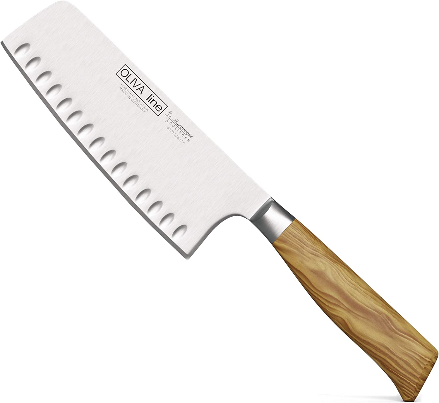 Burgvogel Chinahackmesser mit Kullenschliff 17 cm Oliva Line Quality Made in SG bei ISS