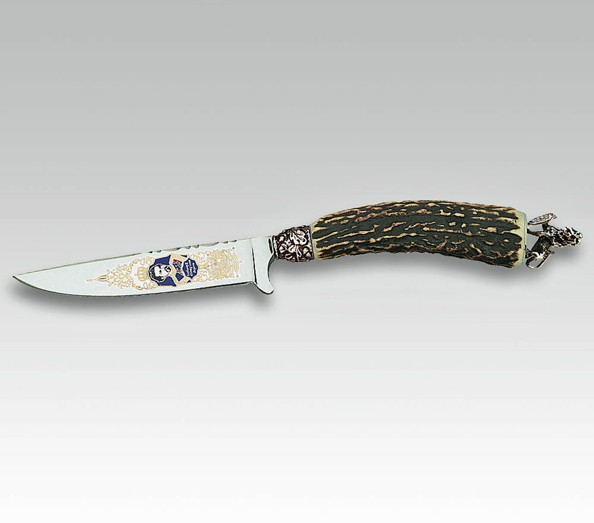 Trachtenmesser mit Griffabschlussfigur "bayr. Löwe" aus 420 Stahl. 10 cm-