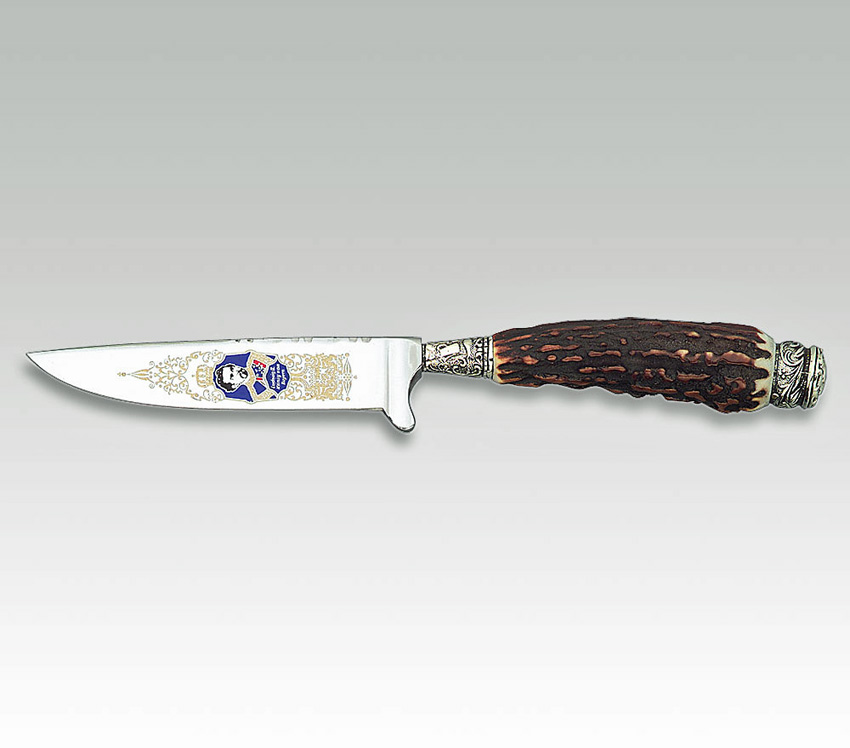 Trachtenmesser  Hirschhorn. -10 cm  aus 420 Stahl,  mit bayr. Motiven-