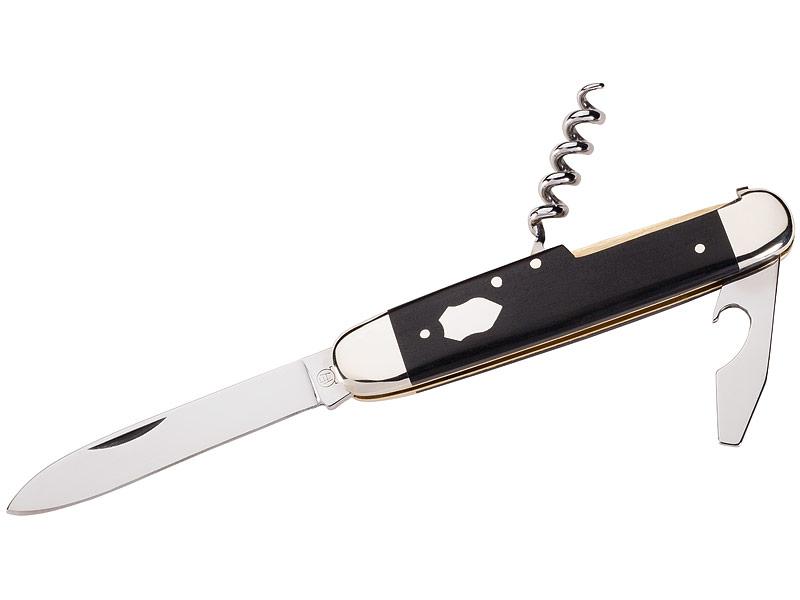 Hartkopf-Solingen Taschenmesser,  rostfrei, Korkenzieher, Kombiwerkzeug, Ebenholz,