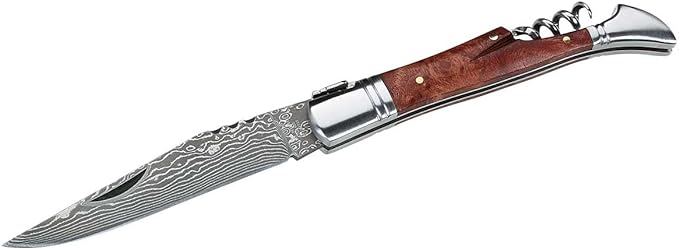 Herbertz  Taschenmesser, 71 Lagen Damaststahl, 9,7 cm, verzierte Rückenfeder