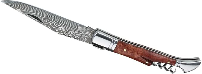 Herbertz  Taschenmesser, 71 Lagen Damaststahl, 9,7 cm, verzierte Rückenfeder