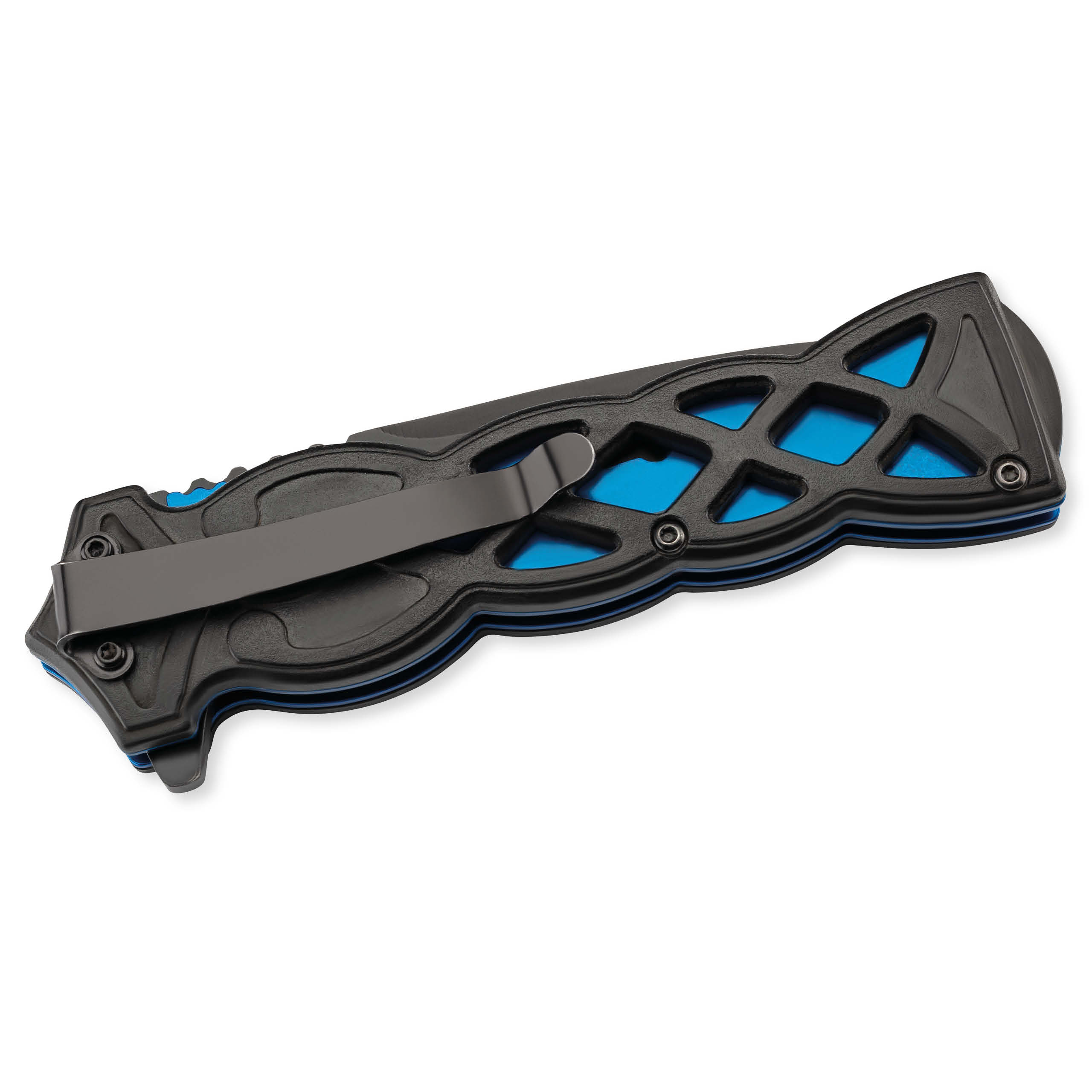 Einhandmesser schwarz/blau  Klinge aus rostfreiem AISI 420 Stahl von Herbertz bei ISS