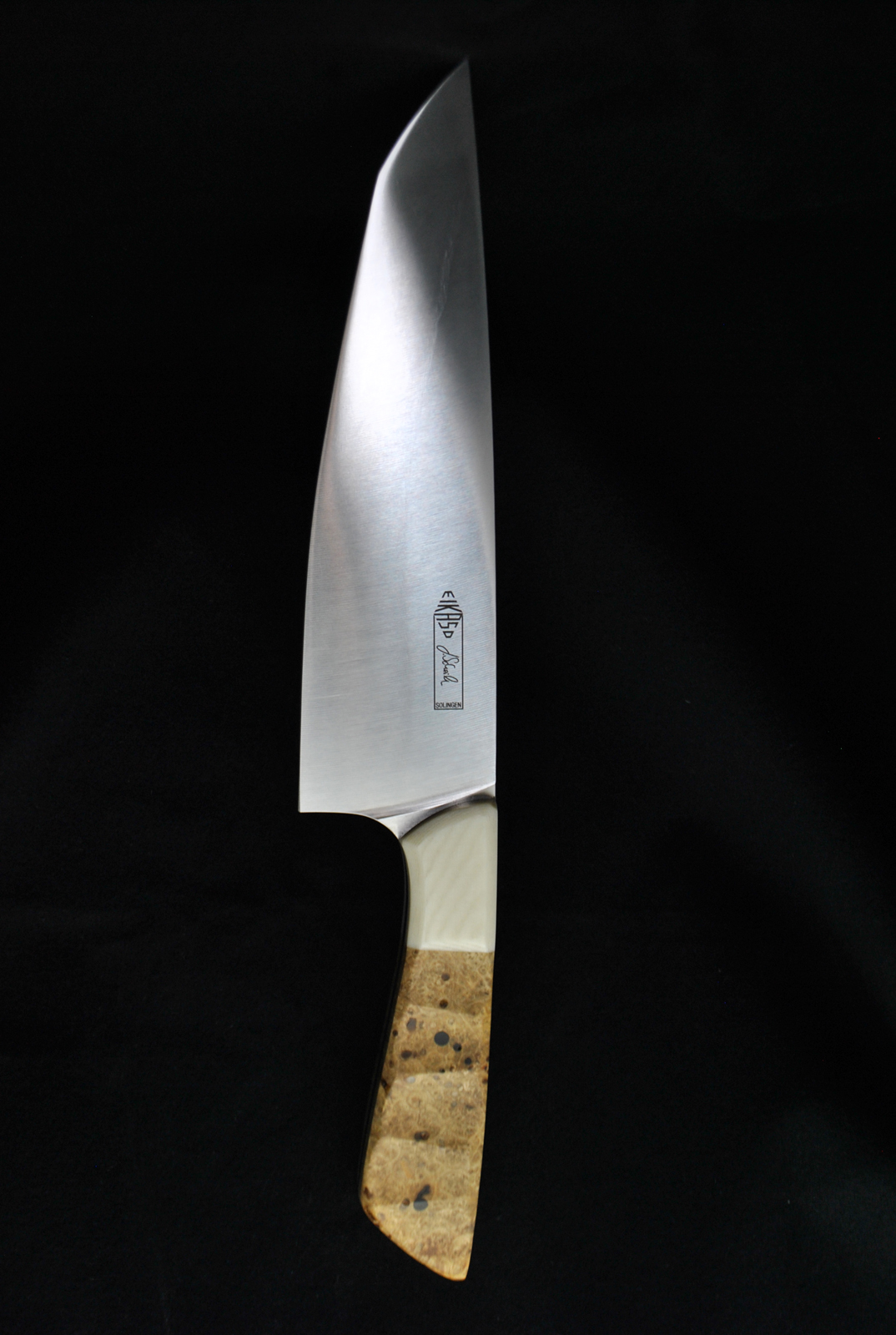 Beluga T7 Kochmesser 20 cm  Griff Messrbirke u-Elfenbein Mirkader Scheidle Quality Made in Solingen