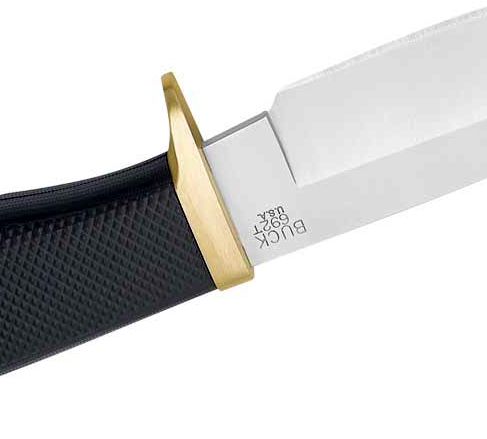 Buck Jagdmesser Vanguard, Droppoint-Klinge, 420 HC-Stahl, Kraton-Griff, Messingbeschläge,
