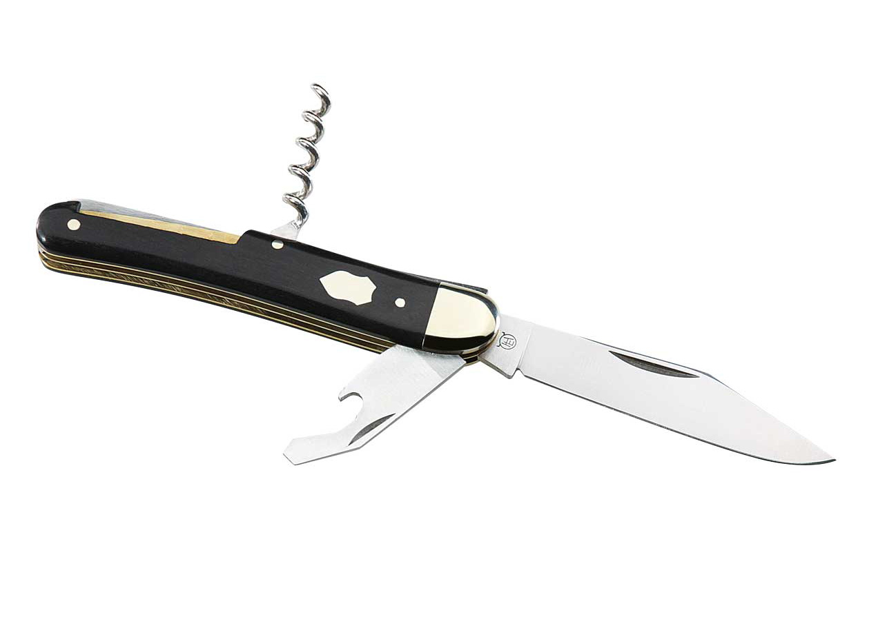 Hartkopf-Solingen Taschenmesser,  rostfrei, Korkenzieher, Kombiwerkzeug, Ebenholz,