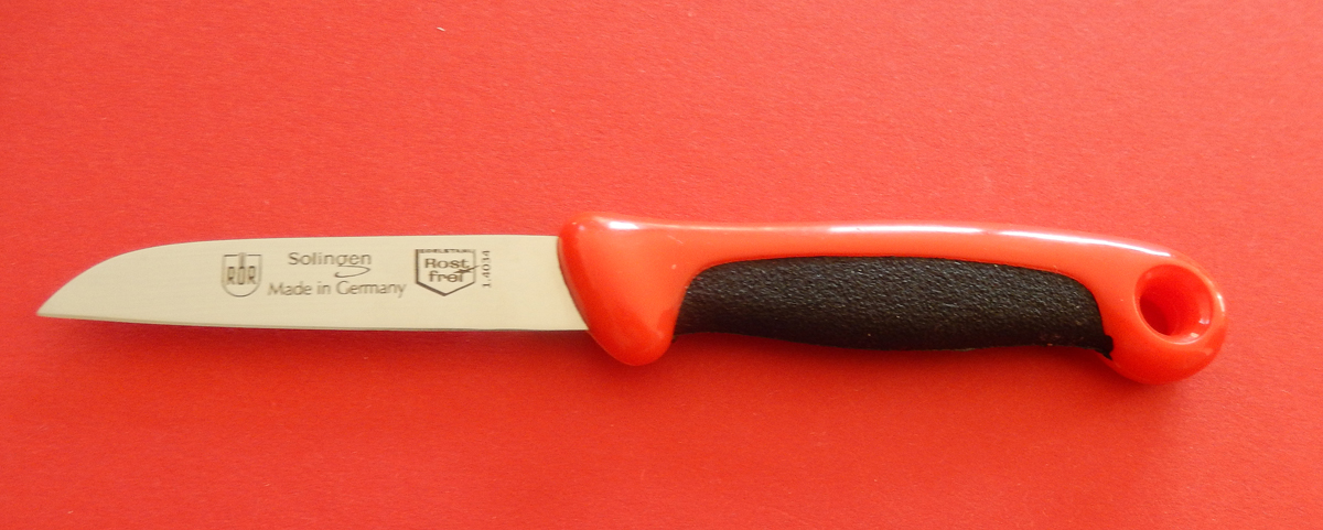 Gemüsemesser   "Bicolor"  7,5 cm rot rostfrei   Quality Made in SG